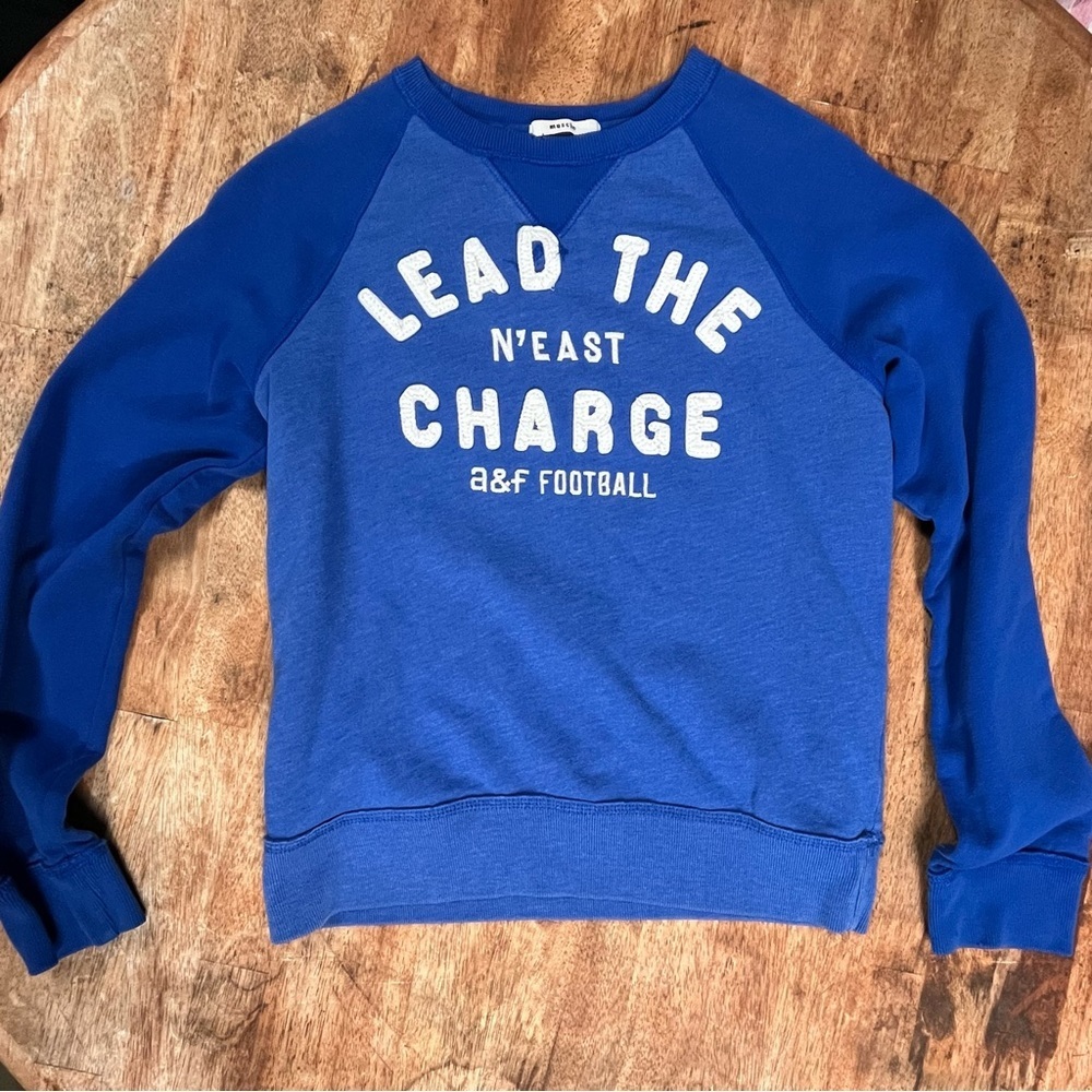 Abercrombie Football Distressed Sweatshirt Stitched Puffy Letters - Womens Small